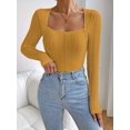 thumbnail image 4 of Élégant Justaucorps à Manches Longues en Tricot Torsadé pour Femmes, Doux, Extensible, Confortable, Col Carré, 4 of 10