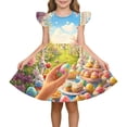 thumbnail image 4 of Pounoo Womens Dresses Bunny Print Ruffle Sleeve Loose Fit Breathable Casual Vacation Style (Not for Adults) Gift, 4 of 9