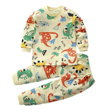 

URMAGIC Toddler Baby Boy Sweatshirt Outfit Cartoon Dinosaur Long Sleeve Top Patch Sweatsuit Jogger Clothes Set 0-5 Years