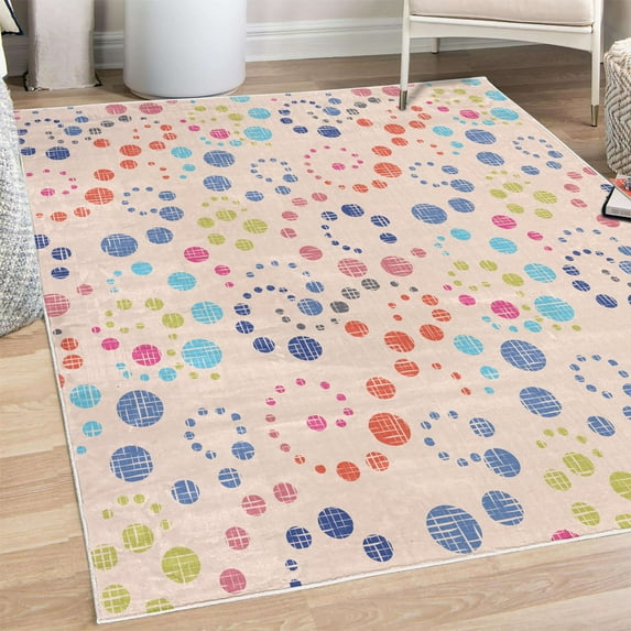 Modern Art Decorative Rug, Grunge Polka Dots Spots Backdrop Motif Retro Nostalgic Aesthetic Image Print, Quality Carpet for Bedroom Dorm and Living Room, 6 Sizes, Avocado Green, by Ambesonne