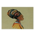 thumbnail image 3 of African Cutting Board, Woman Exotic Feather Earring and Scarf Zulu Hippie Art, Decorative Tempered Glass Cutting and Serving Board, Small Size, Caramel and Marigold, by Ambesonne, 3 of 5