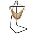 thumbnail image 1 of Sunnydaze Caribbean Style Extra Large Hanging Rope Hammock Chair Swing with Stand - 300 lb Weight Capacity - Tan, 1 of 10