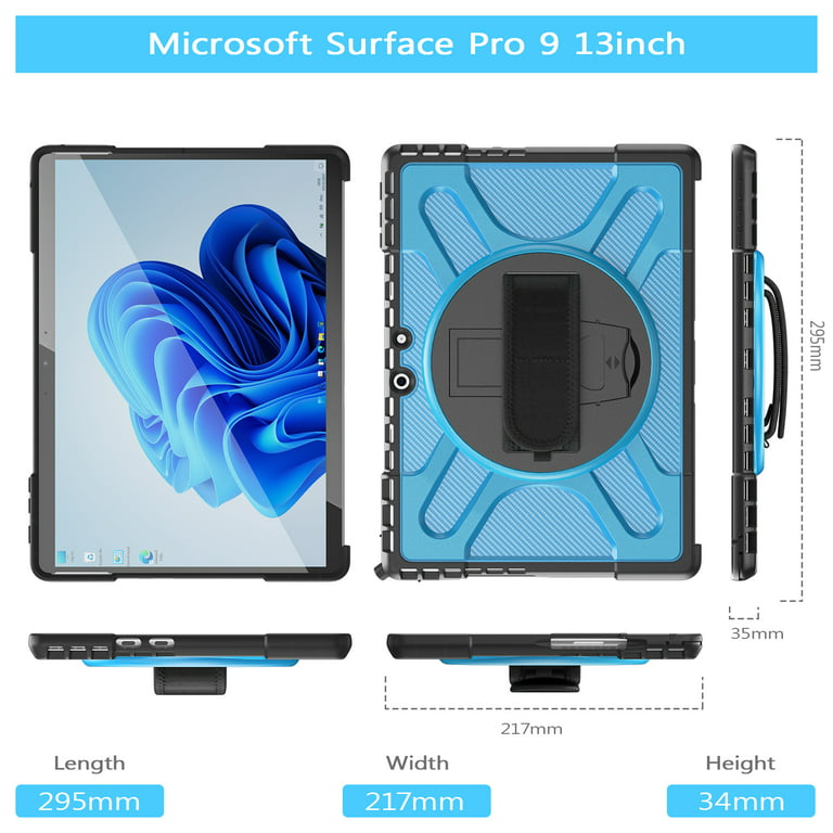 Armor Case Designed for Microsoft Surface Pro 9 Case, with Hand Strap Heavy  Duty Protection Kickstand Shockproof Military Drop Tested Rugged Case for