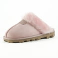 thumbnail image 2 of CLPP'LI Womens Slip on Faux Fur Warm Winter Mules Fluffy Suede Comfy Slippers - Pink - 9, 2 of 5