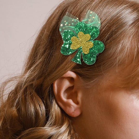 TABLZONE Cloverleaf Shape Hair Clip St. Patricks Day Decorative 1Set