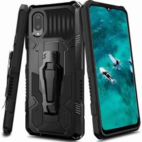 Dteck for Samsung Galaxy A02 / M02 Case Dual-Layer TPU PC Shockproof Heavy Armor With Belt Clip Anti-Drop Shock Absorption Cover Metal Back Clip for Samsung A02 / M02 Case, Black