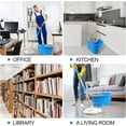 thumbnail image 7 of Spin Mop and Bucket with Wringer Set, 3 Washable Microfiber Pads Included for Floor Cleaning, Adjustable Stainless Steel Handle, Easy Moving with Wheels, Blue, 7 of 7
