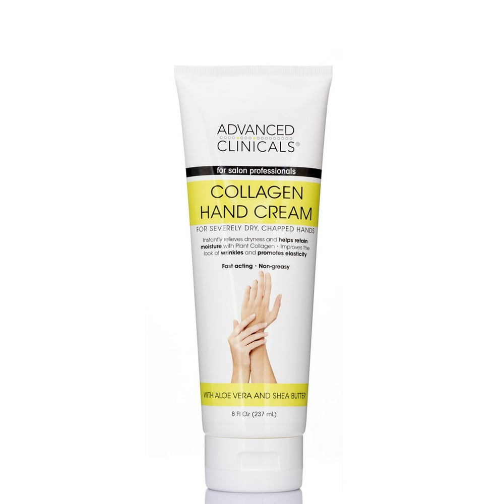 Advanced Clinicals Collagen Hand Cream for Severely Dry Hands and Chapped Hands. Plant Based