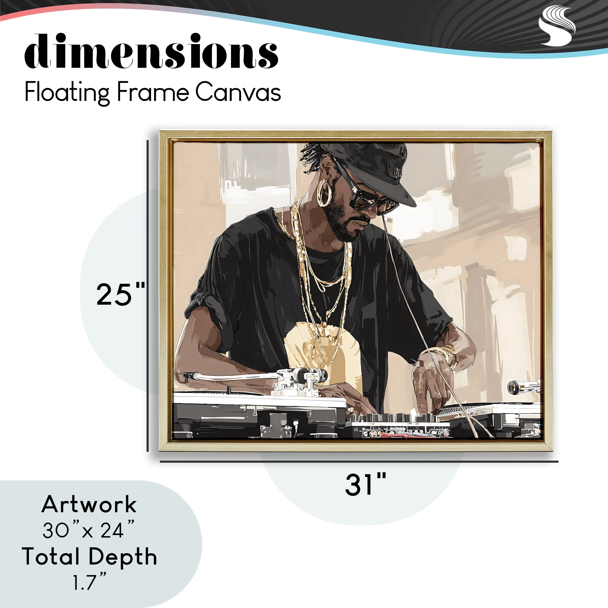 Stupell Industries Timeless DJ with Urban Rhythm Gold Framed Floater Canvas Wall Art, design by Franklyn Gregory