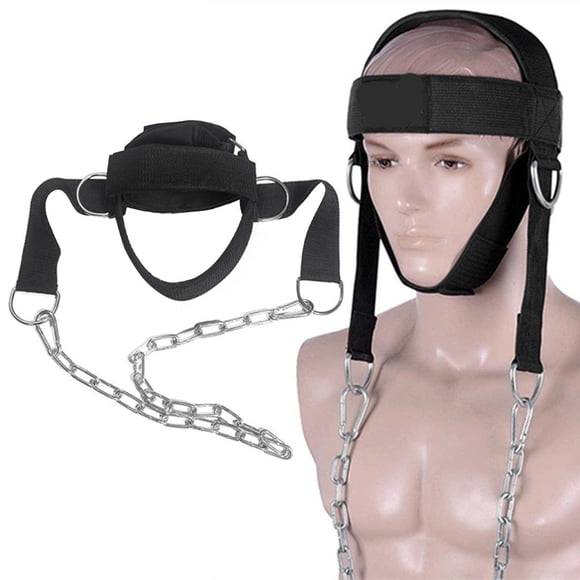 Head Neck Harness Adjustable Support Black for Weight Lifting Workout Sports