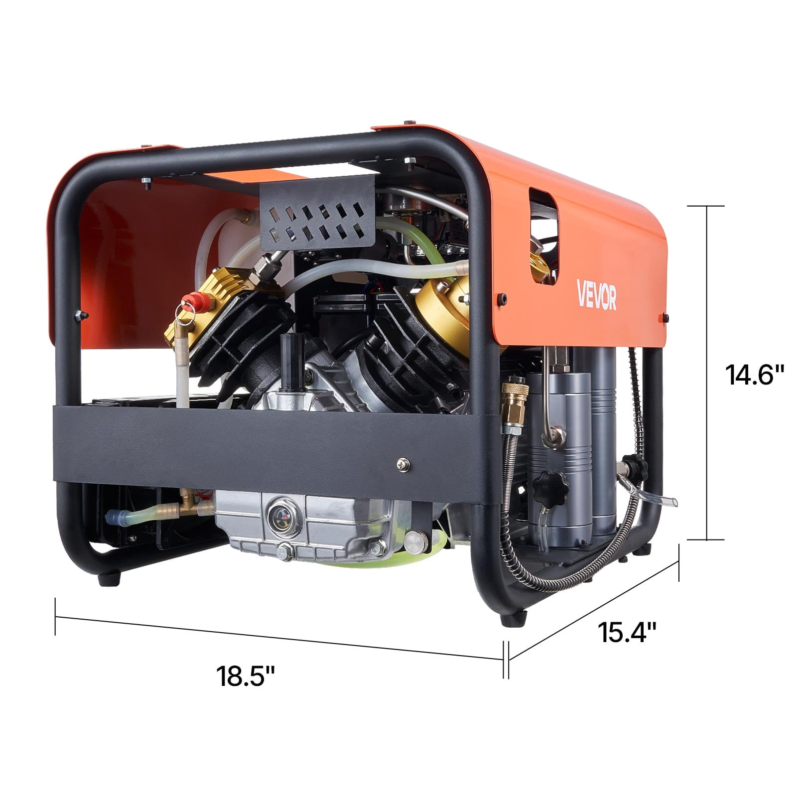 VEVOR PCP Air Compressor, 4500PSI/30Mpa Diving Scuba Tank Air Compressor, Double Cylinder Auto-Stop PCP Diving Compressor with Built-in Water & Fan Cooling System for Paintball,Air Rifle,Scuba Tanks