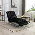thumbnail image 2 of Newest Elegant Chaise Lounge, Button-Tufted Velvet with S-Shaped Back and Clear Acrylic Legs,Black, 2 of 13