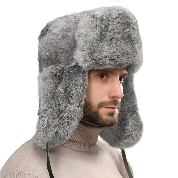 TELOLY Warm Trapper Hat for Men Women Winter Cozy Plush Faux Fur Ushanka Russian Hats Cold Weather Ear Flap Hunting Snow Eskimo Hat