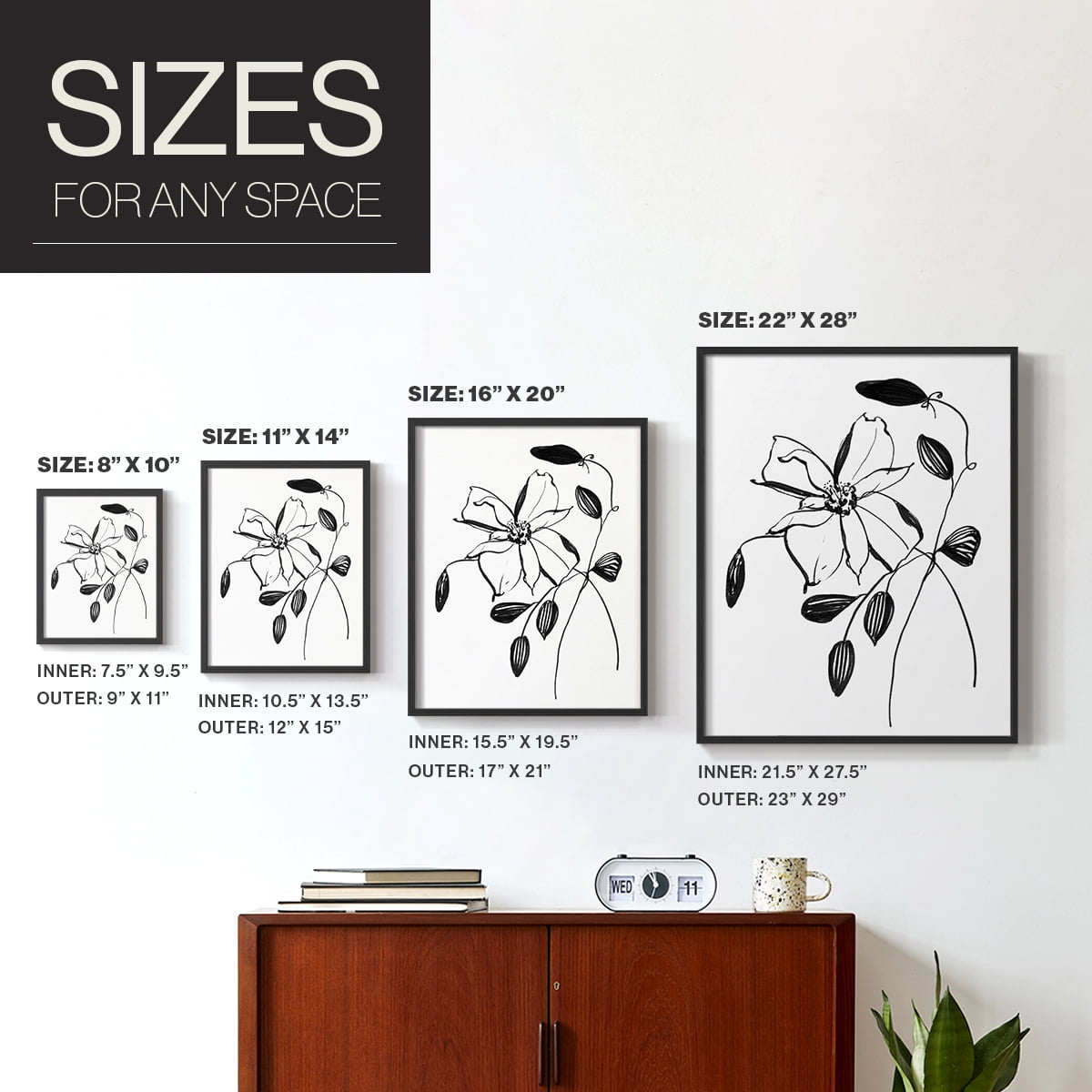 Wild Clematis II Framed Print in Black Solid Wood 11 x 14 Framed Print