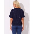 thumbnail image 3 of DARING DIVA Women's Costume Sequin Clubwear Blouses T-Shirts M Navy Blue, 3 of 6