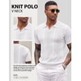 thumbnail image 4 of COOFANDY Black Polo Shirts for Men Textured V Neck Knit Polos Short Sleeve Casual Golf Shirts Fashion Polos, 4 of 6