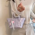 thumbnail image 5 of Hfppkn Purple PU Leather Tote Shoulder Bag, Solid Color Handbag for Women Daily Shopping Use, Purple 27.5x15x13cm, 5 of 7