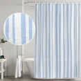 thumbnail image 4 of Blue Stripes Shower Curtain Set - Small 36" x 72" Washable Bathtub Curtain with 12 Hooks, Minimalist Geometric Vertical Striped Waterproof Fabric Stall Shower Curtains for Bathroom/Bathtub Décor, 4 of 6