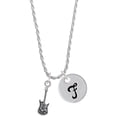 thumbnail image 1 of Delight Jewelry Silvertone Rock Star Guitar Silvertone Script Initial Disc - F - Charm Necklace, 20"+3", 1 of 4