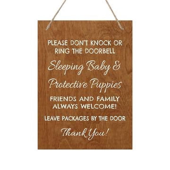 LifeSong Milestones Sleeping Baby Rope Sign for Front Door - Friends and Family