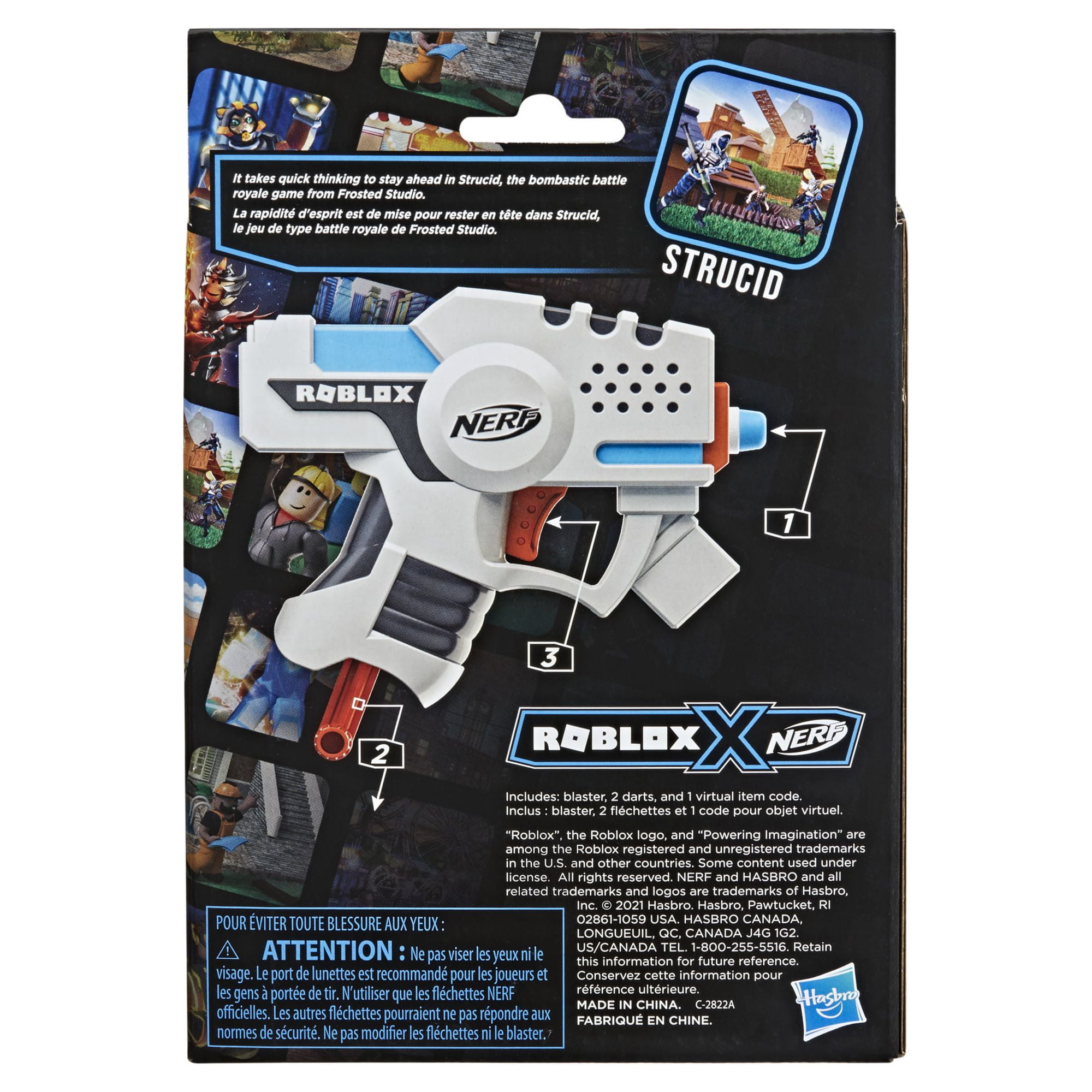  NERF Roblox Strucid: Boom Strike Dart Blaster, Pull-Down  Priming Handle, 2 Elite Darts, Code to Unlock in-Game Virtual Item, White :  Toys & Games