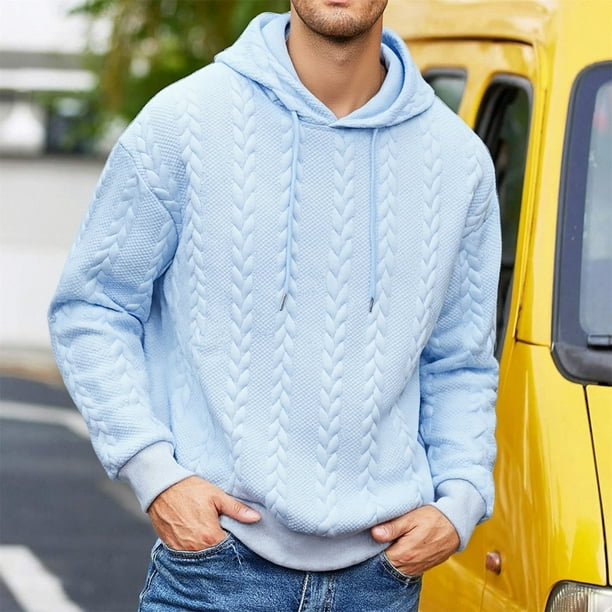 MHFRRA Sudadera con Capucha Informal de Mezcla Suave con Capucha Ajustable para Uso Diario, Ropa de Calle Cómoda Azul