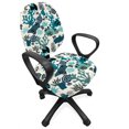 thumbnail image 1 of Underwater Office Chair Slipcover, Marine Life Creatures Hand Drawn Coral Reef Deep Sea Adventure Nautical, Protective Stretch Decorative Fabric Cover, Standard Size, Petrol Blue Ivory, by Ambesonne, 1 of 5