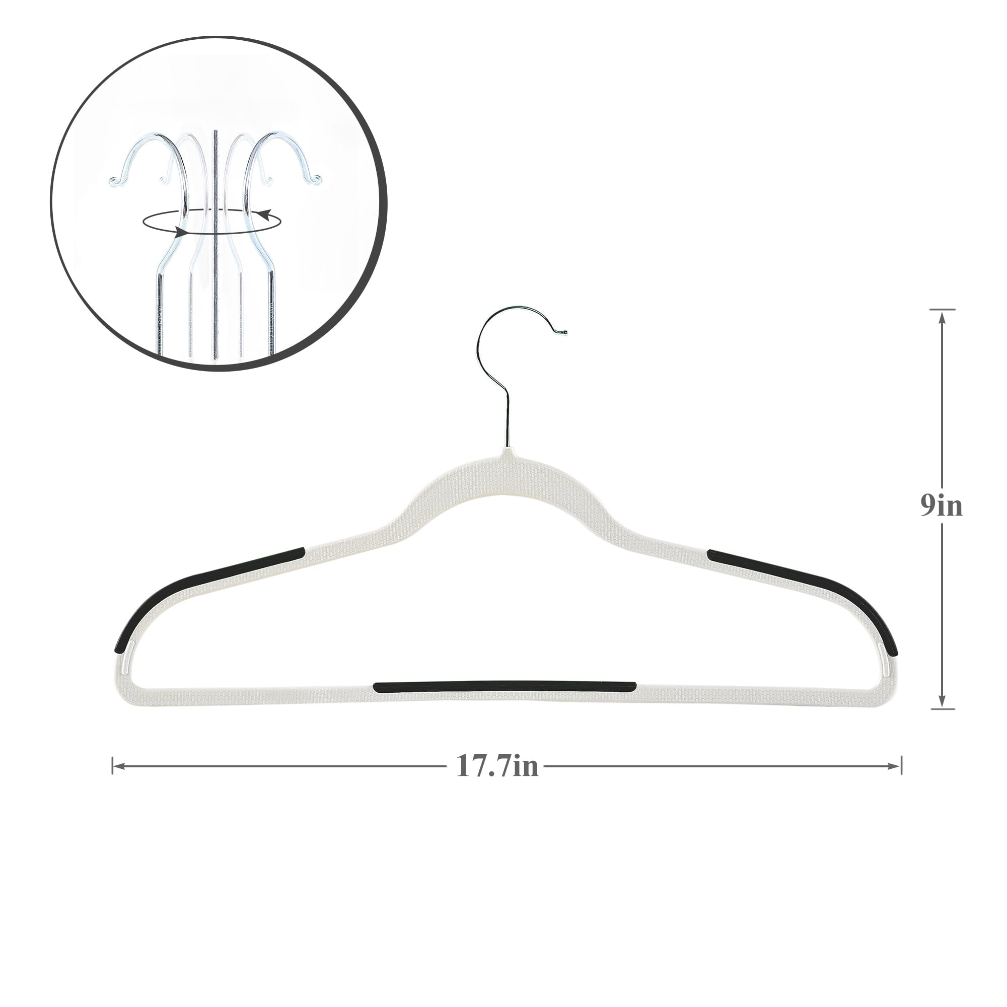 VECELO 50 Pack Heavy Duty Plastic Hangers, 360º Swivel Hook Coat Hangers, Non-Slip, Space-Saving, Light Gray
