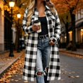 thumbnail image 2 of Husipze Womens Plaid Long Shacket Lapel Button Front Long Sleeve Loose Casual Jacket with Chest Pockets Fall Winter Outerwear Black 2XL, 2 of 9