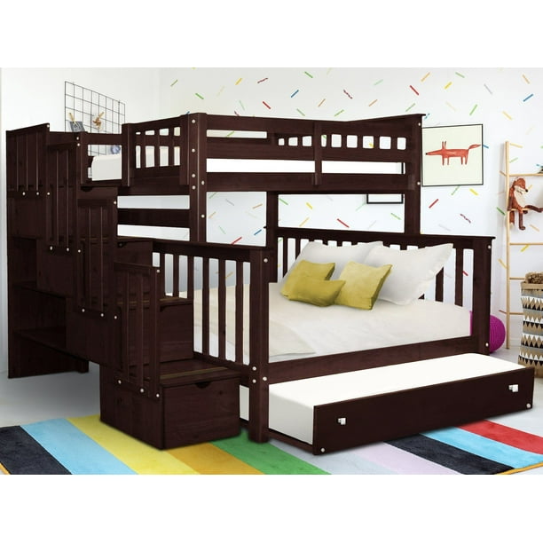 Bedz King Stairway Bunk Beds Twin Over, Bunk Bed King Full Over