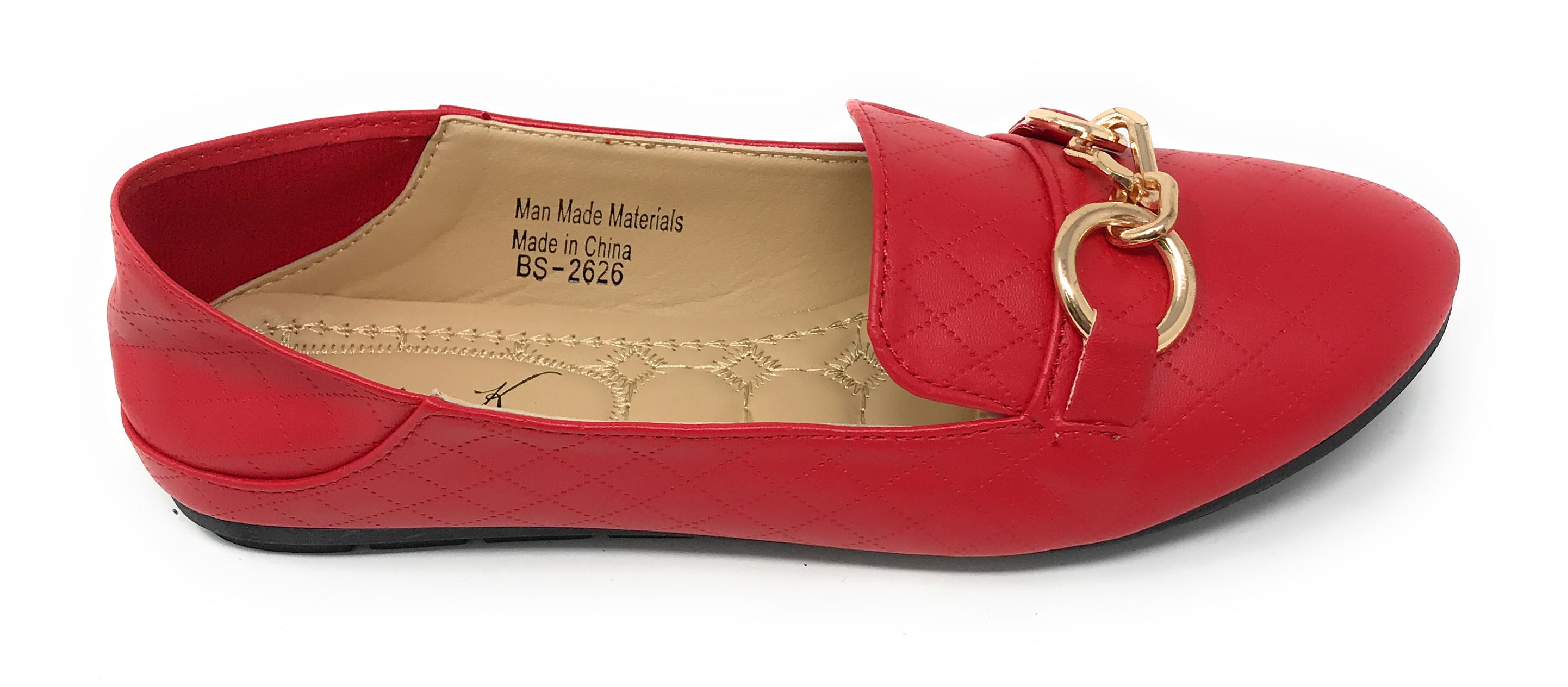 Victoria K Women's Foldover Quilted Gold Chain Ballerina Flats
