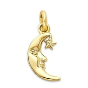 10k Solid Gold Dainty Half Moon Charm for Bracelet, Astrology Jewelry for Her