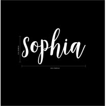 Vinyl Wall Art Decal Girls Custom Name - ’Sophia’ Custom Text Name - 12" x 26" - Girls Bedroom Vinyl Wall Decals - Cute Wall Art Decals for Baby Girl Nursery Room Decor (12" x 26"; White Cursive)