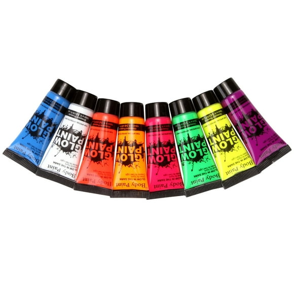 8 piezas de pintura facial que brilla en la oscuridad, pintura corporal brillante, pintura facial de neón, maquillaje, pintura facial para Halloween