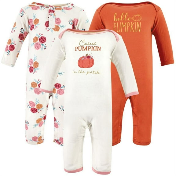 Hudson Baby Infant Girls Cotton Coveralls, Cutest Pumpkin, 0-3 Months
