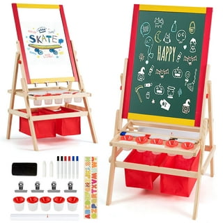 Classroom Easel, 4-sided Adjustable Kid's Art Easel With Acrylic Art  Surface and Red Trays 