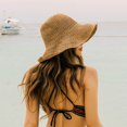 thumbnail image 6 of Clearance! Baberdicy Handmade Hollow Straw Hat Cowboy Hat with Curled Brim and Raised Edge Papyrus Beach Hat Sunscreen Hat Khaki, 6 of 6