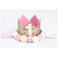 thumbnail image 1 of Bebé infantil 1 Sombrero de fiesta de cumpleaños Diadema de princesa Corona Sombreros de fiesta Delicada flor de rosa Accesorios para el cabello Dorado, 1 of 2