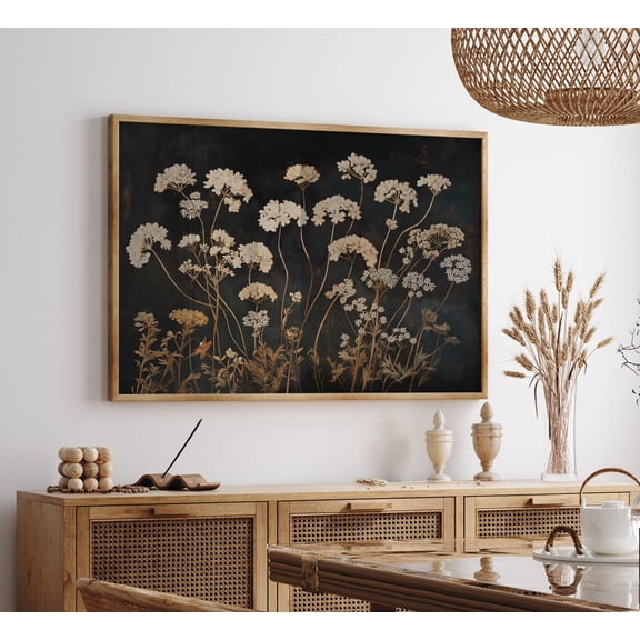 Antique Dark Floral Wall Art Poster Rustic Botanical Design For Farmhouse Or Bedroom Decor Home Decor, 8x12 UNFRAMED