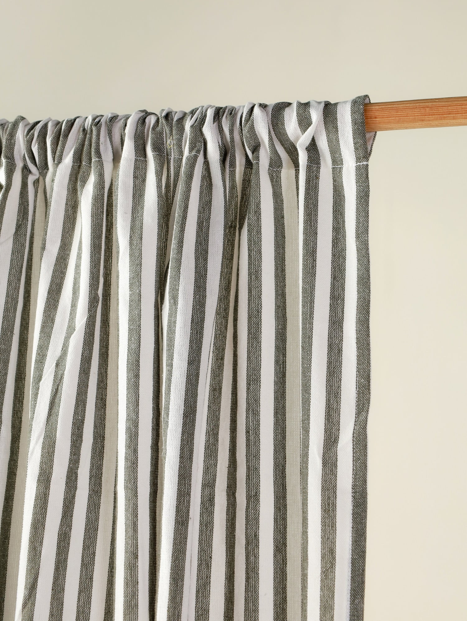 The Art Box Green Gauze Linen Curtains Striped Window Curtains Rod Pocket Panel Pair, 52" x 63"