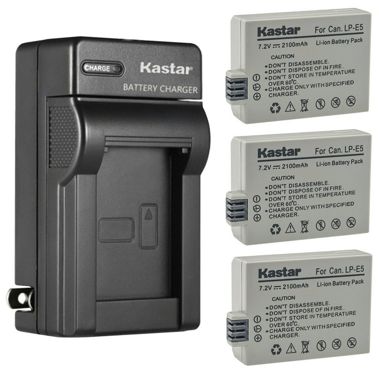 Kastar 3-Pack Battery and AC Wall Charger Replacement for Canon LP