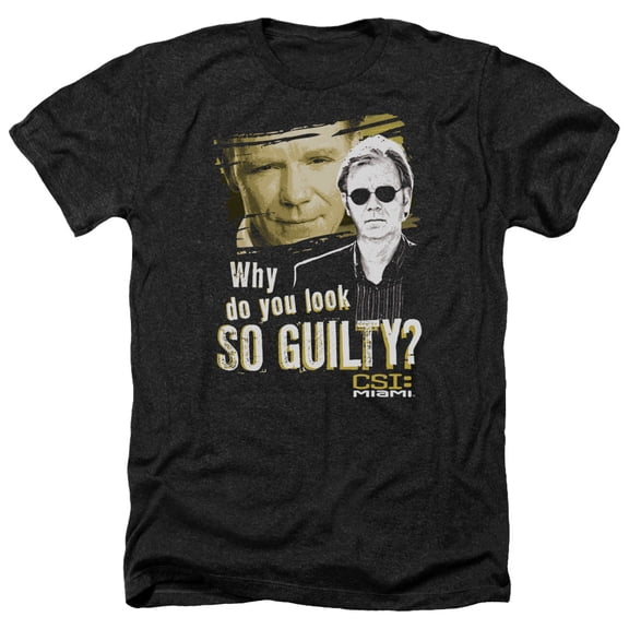 Trevco CBS976-HA-3 CSI Miami & So Guilty Adult Regular Fit Heather Short Sleeve T-Shirt, Black - Large