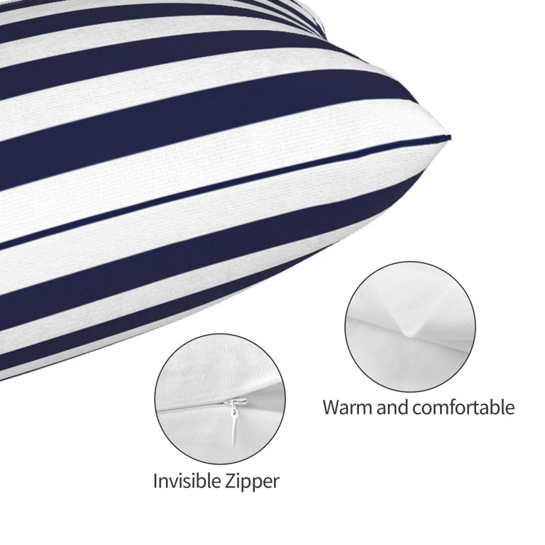 Disketp Pillow Covers Navy Blue And White Stripes Pattern Throw