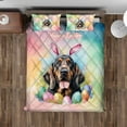 thumbnail image 4 of Happy Easter Bloodhound with Bunny Ear Headband and Flowers Quilt Bedding Set Dog Lover 1 Blanket Bed Cover 2 Pillowcases - 13001, 4 of 5