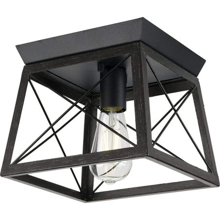 

Progress Lighting Briarwood Collection 1-Light Cerused Black Farmhouse Flush Mount Ceiling Light 7.63x9.5x9.5