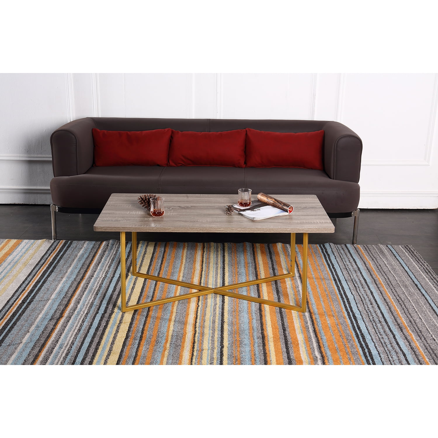 Kadyn Coffee Table, Wood Coffee Table for Living Room, Rectangular Coffee Table with Non-Slip Feet, Golden White Kadyn Coffee Table, Wood Coffee Table for Living Room, Rectangular Coffee Table with Non-Slip Feet, Golden White