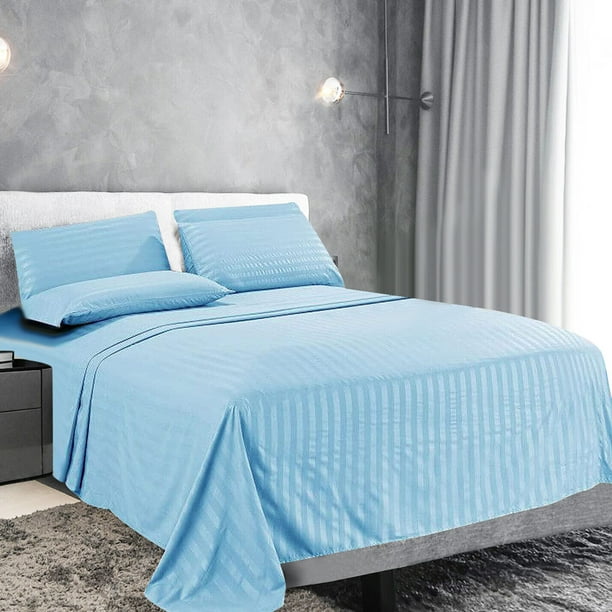 FOCUSSEXY Bed Sheet Set Full Size 400 Thread Count 100 Cotton Sateen