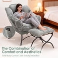 thumbnail image 4 of OMNIBERG Lazy Chair with Folding Ottoman, Oversized Comfy Lounge Chair with Armrests and Side Pocket for Reading, Relaxing, and Napping, Perfect for Living Room, Bedroom or Office, Green, 4 of 9