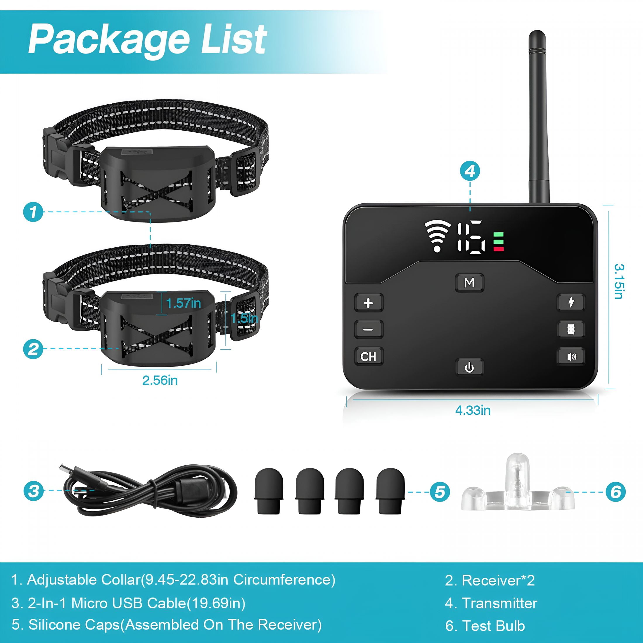 GASTROPOD Wireless Dog Fence for 2 Dogs, Electric Fence for Dogs 2 in 1 Wireless Dog Fence Collar Pet Containment System