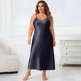 thumbnail image 4 of LWavelet Women's Plus Size Satin Slip Dress Spaghetti Strap V-Neck Elegant Nightgown Maxi Dress Black 5XL, 4 of 5